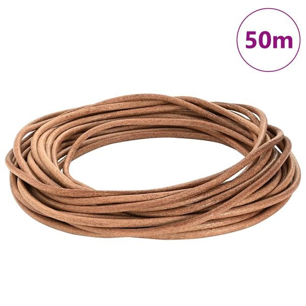 vidaXL Cord&oacute;n de cuero Marr&oacute;n &Oslash;5 mm x 50 m Cuero
