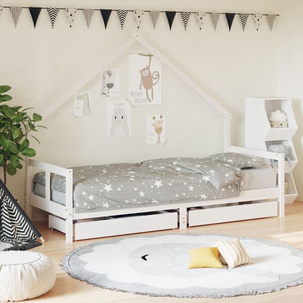 vidaXL Estructura cama ni&ntilde;os con cajones madera pino blanco 80x200 cm