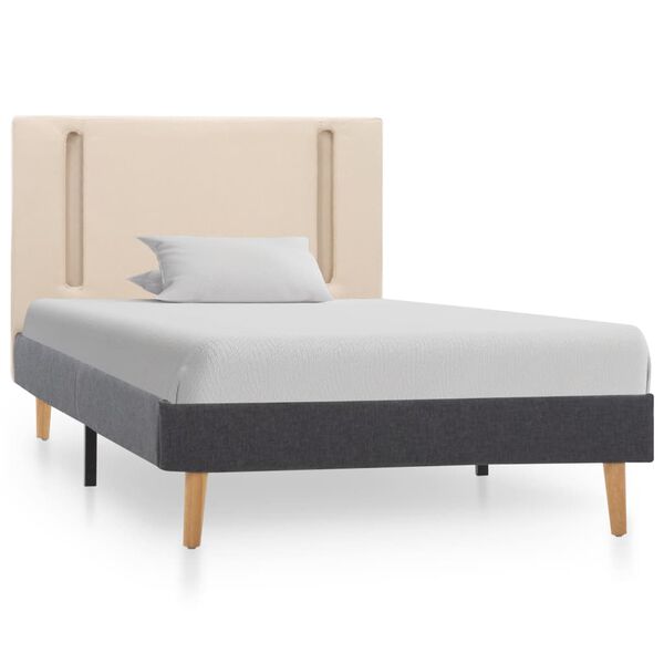 vidaXL Estructura de cama con LED tela crema y gris oscuro 100x200 cm
