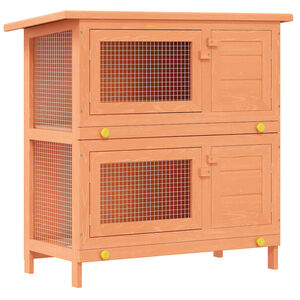 vidaXL Casa de animales peque&ntilde;os jaula conejera 4 puertas madera