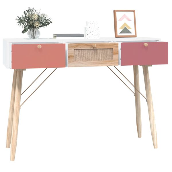 vidaXL Mesa consola con cajones madera contrachapada 105x30x75 cm