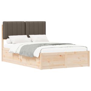 vidaXL Estructura de Cama con Cabecera Tapizada Taup&eacute; 120 x 200 cm
