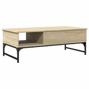 vidaXL Mesa de centro madera ingenier&iacute;a metal roble Sonoma 100x50x35cm