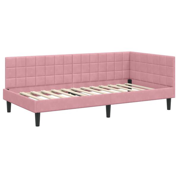 vidaXL Estructura de cama en esquina Rosa 100 cm x 200 cm Terciopelo