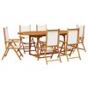 vidaXL Set de comedor de jard&iacute;n 7 pzas tela madera maciza blanco crema