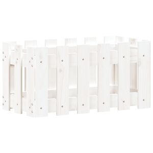 vidaXL Jardinera dise&ntilde;o de valla madera maciza pino blanca 60x30x30 cm