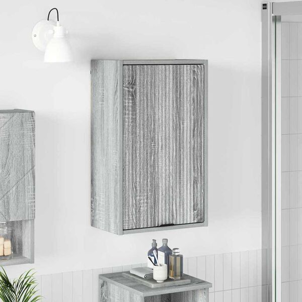 vidaXL Gabinete de Ba&ntilde;o con puerta Gris Sonoma 39 x 23,5 x 65 cm