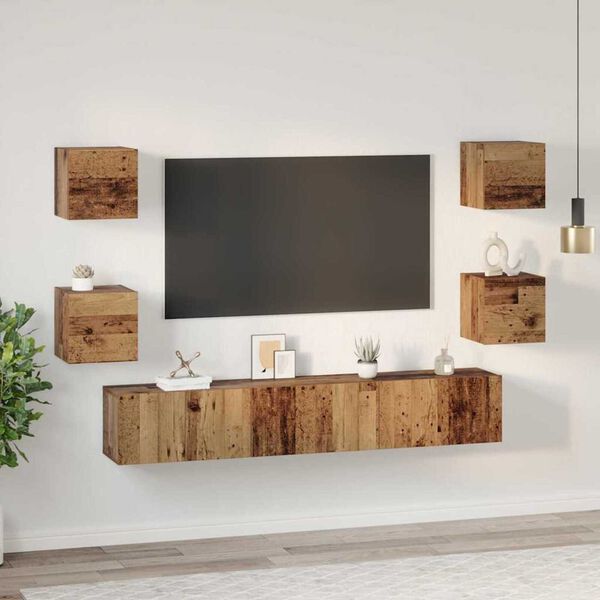 vidaXL Conjunto de mueble de TV 7 pcs Madera envejecida