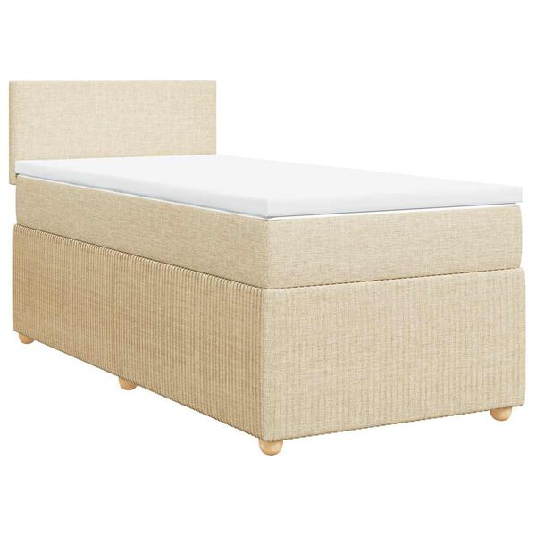 vidaXL Cama box spring con colch&oacute;n tela color crema 80x200 cm