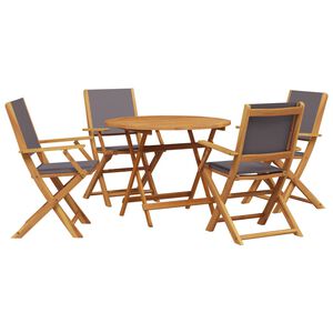 vidaXL Set de comedor de jard&iacute;n 5 pzas tela madera maciza antracita