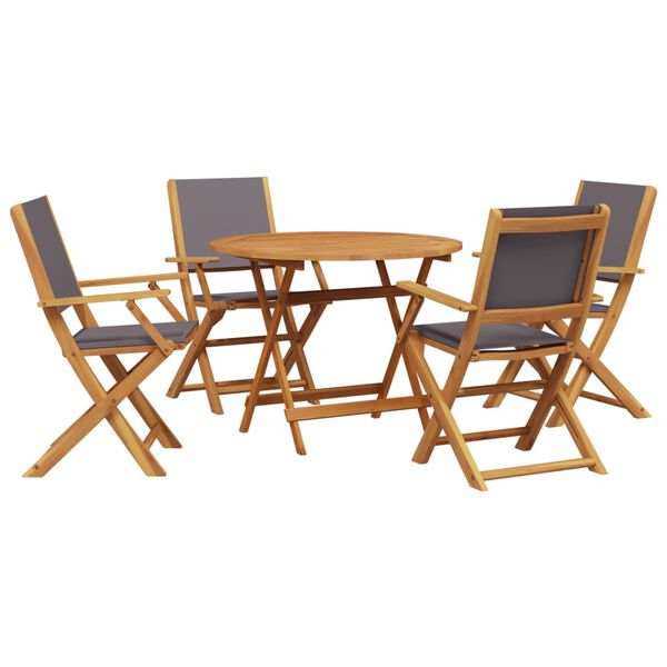 vidaXL Set de comedor de jard&iacute;n 5 pzas tela madera maciza antracita