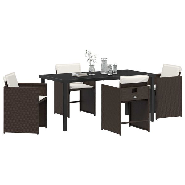 vidaXL Conjunto de Comedor de Jardín 5 pcs Marrón ratán sintético
