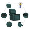 vidaXL Sillón masaje eléctrico reclinable elevable tela verde oscuro