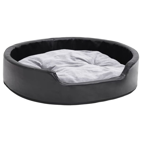 vidaXL Cama para perros felpa y cuero sint&eacute;tico negro gris 79x70x19 cm