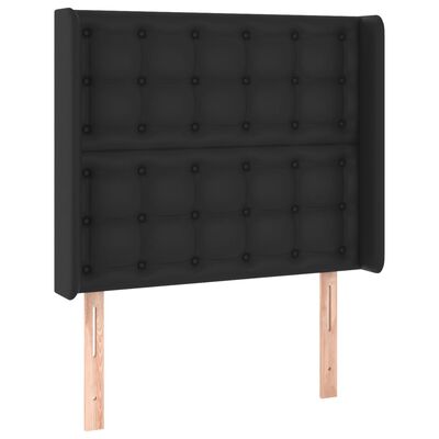 vidaXL Cama box spring colchón y LED cuero sintético negro 100x200 cm