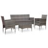 vidaXL Set de muebles de jard&iacute;n 4 pzas y cojines rat&aacute;n sint&eacute;tico gris