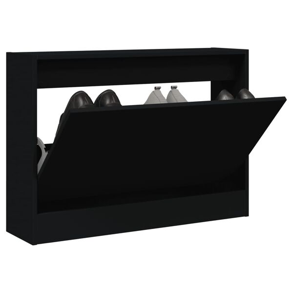 vidaXL Zapatero de madera de ingenier&iacute;a negro 80x21x57 cm