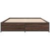 vidaXL Estructura cama madera ingenier&iacute;a metal marr&oacute;n roble 135x190 cm