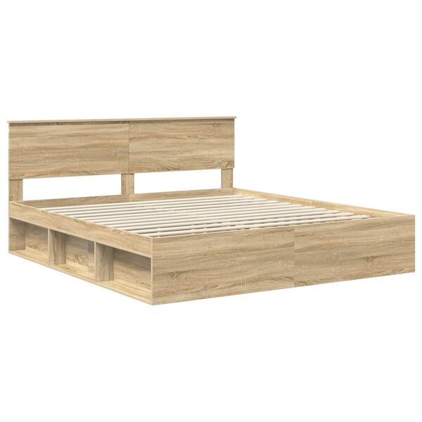 vidaXL Estructura de cama Sonoma 180 x 200 cm Madera de ingenier&iacute;a