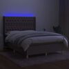 vidaXL Cama box spring colch&oacute;n y luces LED tela gris taupe 140x190 cm