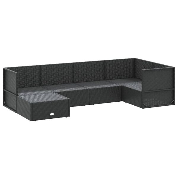 vidaXL Set muebles de jardín 6 piezas y cojines ratán sintético negro