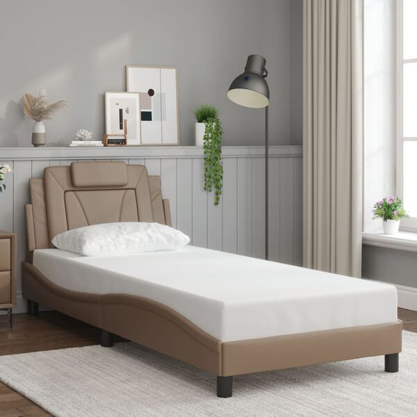 vidaXL Estructura de cama Viana con LED sin colch&oacute;n capuchino 90x190 cm