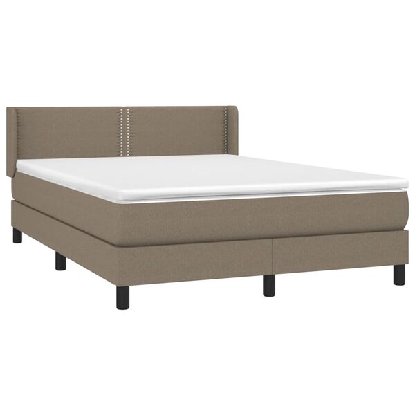 vidaXL Cama box spring con colch&oacute;n tela gris taupe 140x190 cm