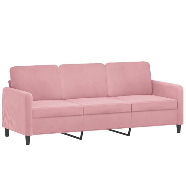 vidaXL Sof&aacute; de 3 plazas terciopelo rosa 180 cm