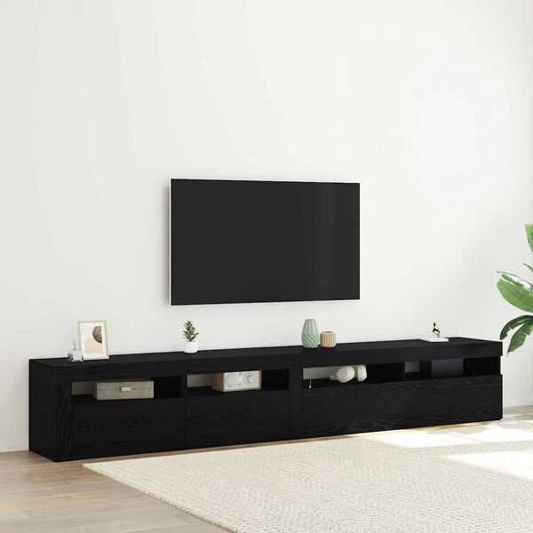 vidaXL Gabinete de TV 2 pcs Roble Negro 240 x 35 x 40 cm
