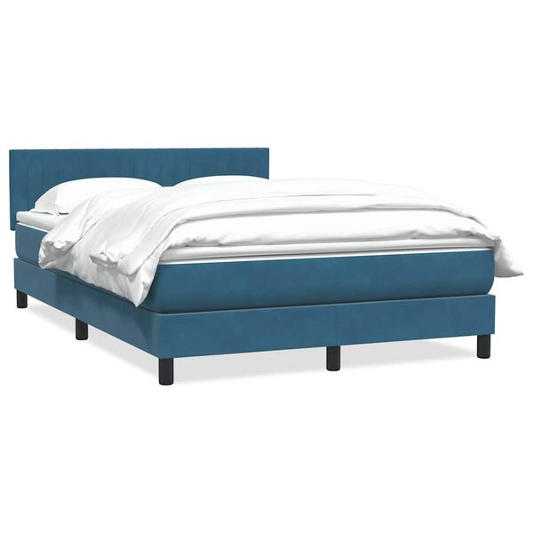 vidaXL Cama box spring con colch&oacute;n terciopelo azul oscuro 140x220 cm