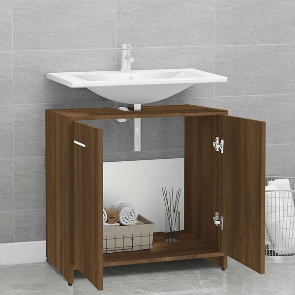 vidaXL Armario de baño madera contrachapada marrón roble 60x33x60 cm
