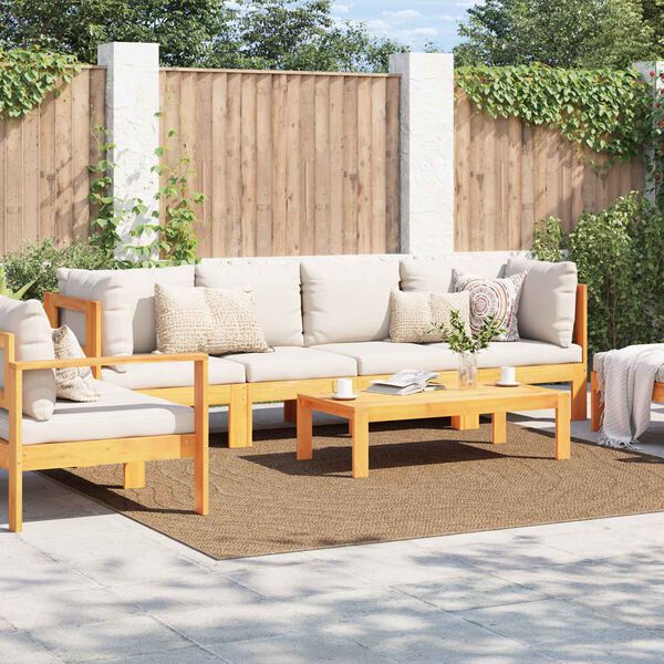 vidaXL Alfombras de &aacute;rea Moir&eacute; HUARTE Natural 240 x 240 cm Poli&eacute;ster