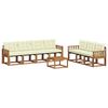 vidaXL Conjunto de sof&aacute;s de exterior con coj&iacute;n 8 pcs Natural y Crema