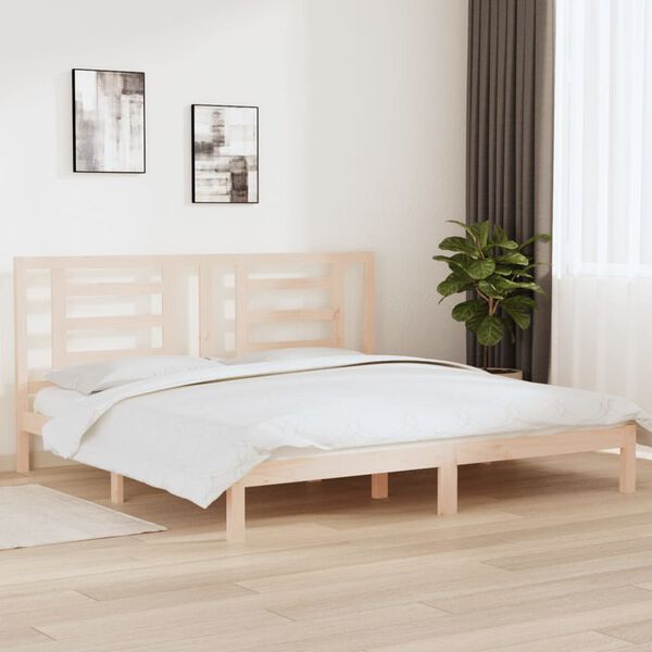 vidaXL Estructura de cama sin colch&oacute;n madera maciza de pino 200x200 cm