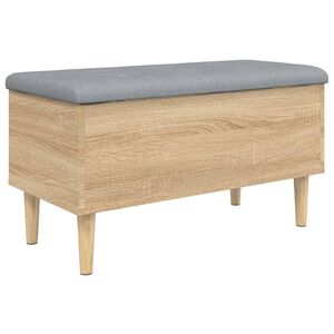 vidaXL Banco con almacenaje madera ingenier&iacute;a roble Sonoma 82x42x46 cm