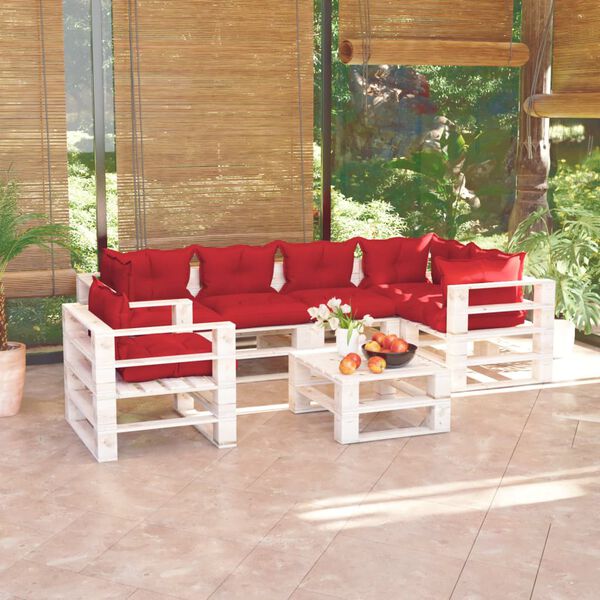 vidaXL Muebles de jard&iacute;n de palets 7 pzas y cojines madera de pino