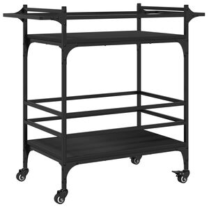 vidaXL Carrito de cocina de madera de ingenier&iacute;a negro 82x40x78,5 cm