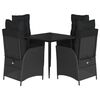 vidaXL Set de muebles jard&iacute;n 5 pzas con cojines rat&aacute;n sint&eacute;tico negro