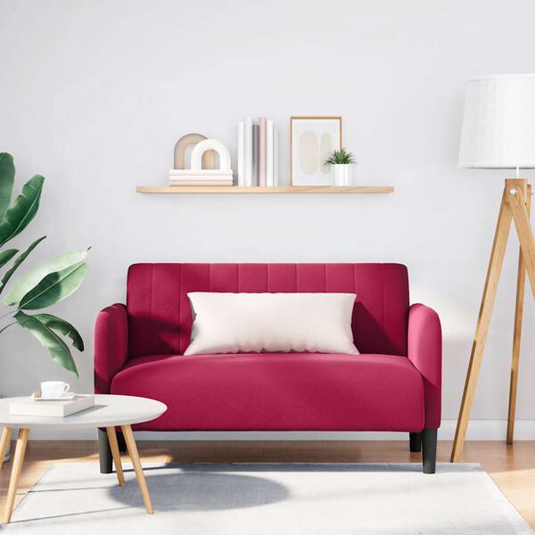 vidaXL Sof&aacute; Loveseat rojo vino 109 cm terciopelo