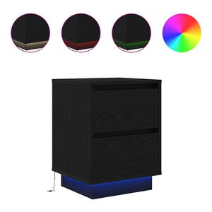 vidaXL Mesilla de noche con luces LED negra 38x34x50 cm
