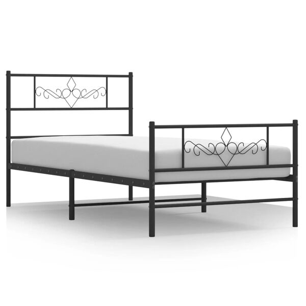 vidaXL Estructura cama sin colch&oacute;n con estribo metal negro 80x200 cm