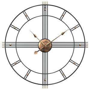 vidaXL Reloj de pared de hierro negro &Oslash;60 cm