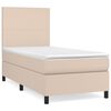 vidaXL Cama box spring con colchón cuero sintético capuchino 90x190 cm