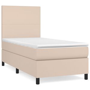 vidaXL Cama box spring con colch&oacute;n cuero sint&eacute;tico capuchino 90x190 cm