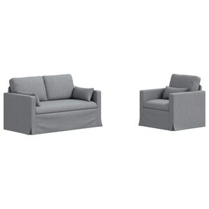 vidaXL Juego de Sof&aacute; 2 uds. Gris Claro tela