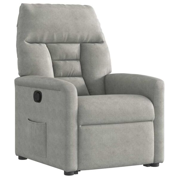 vidaXL Sill&oacute;n reclinable elevable tela de microfibra gris claro