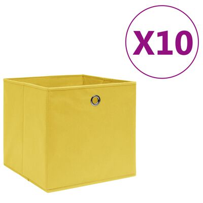 vidaXL Cajas de almacenaje 10 uds tela no tejida amarillo 28x28x28 cm