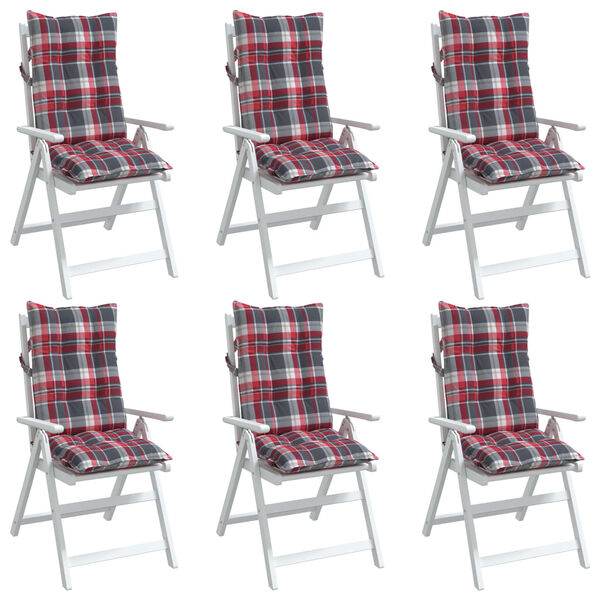 vidaXL Cojines para silla respaldo alto 6 uds tela Oxford cuadros rojo