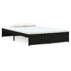 vidaXL Estructura de cama sin colch&oacute;n madera maciza negro 120x190 cm