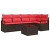 vidaXL Conjunto de sof&aacute;s de jard&iacute;n 6 uds. Marr&oacute;n y Rojo